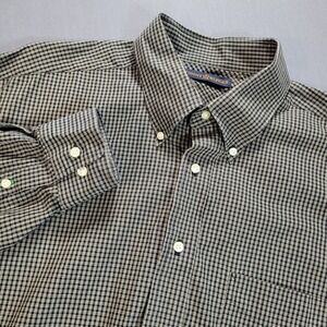 Tommy Hilfiger Men Button Down Long Sleeve Shirt XL Brown Plaid Classic Preppy